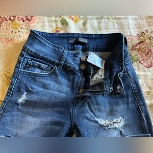 High waisted blue jeans